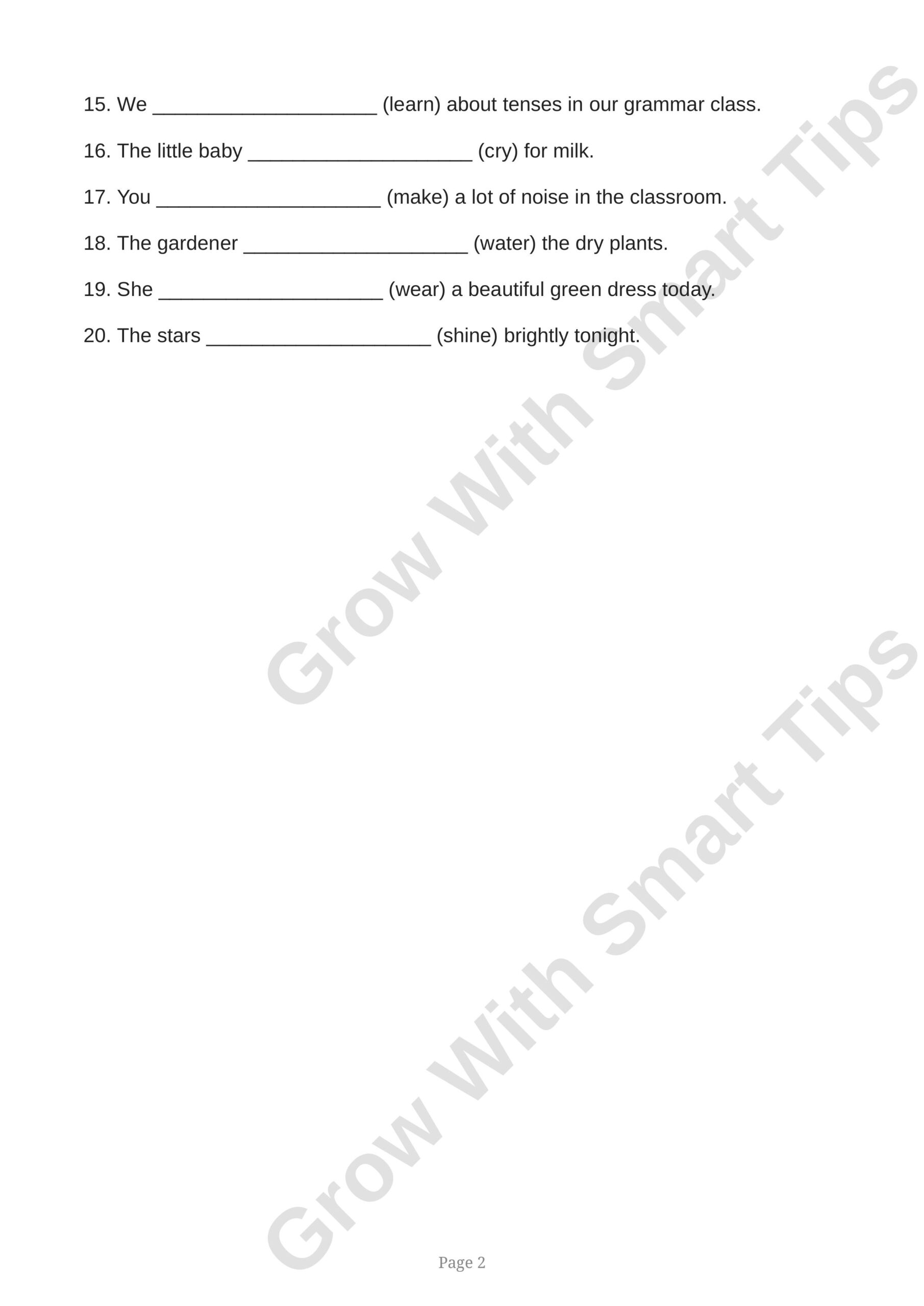 CBSE Class Present Tense Worksheet () images