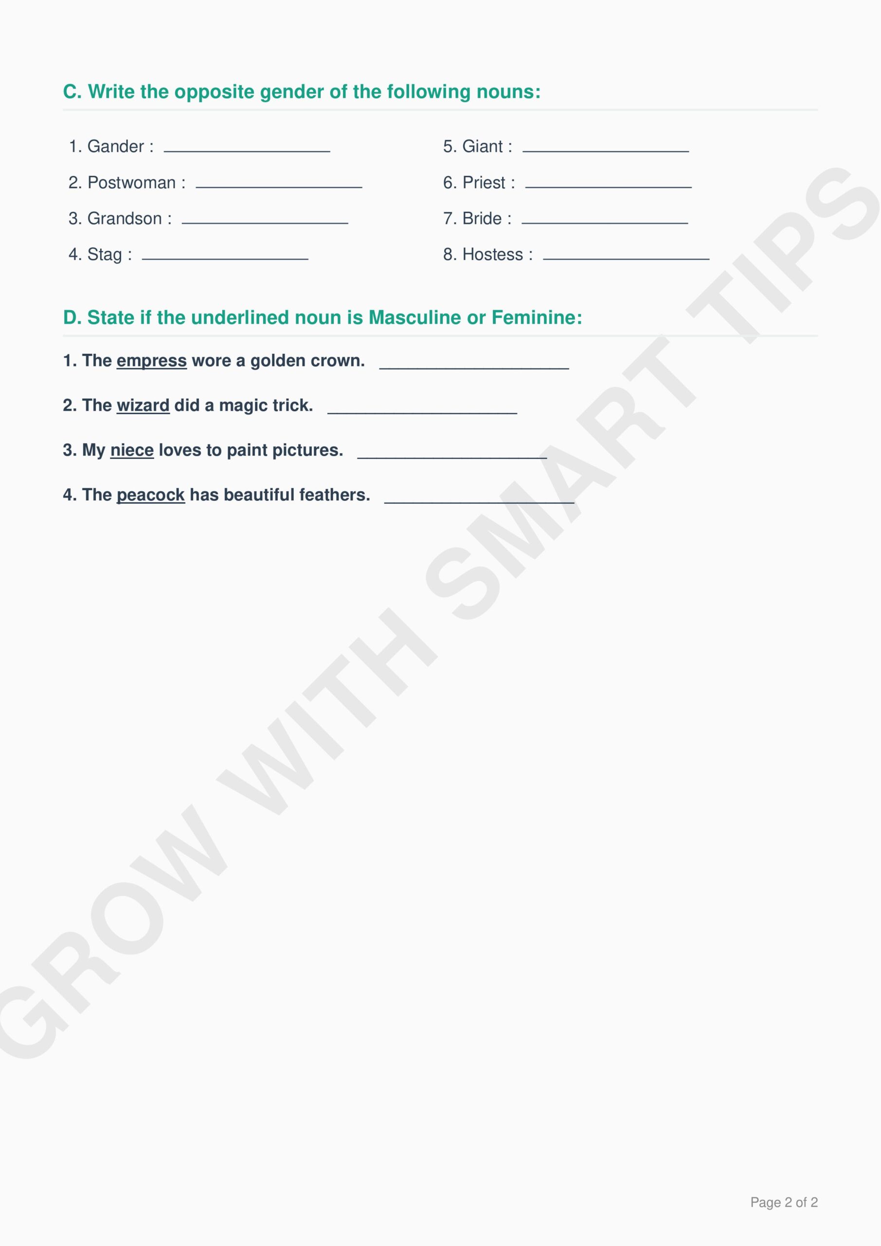 Class ICSE Gender Worksheet images