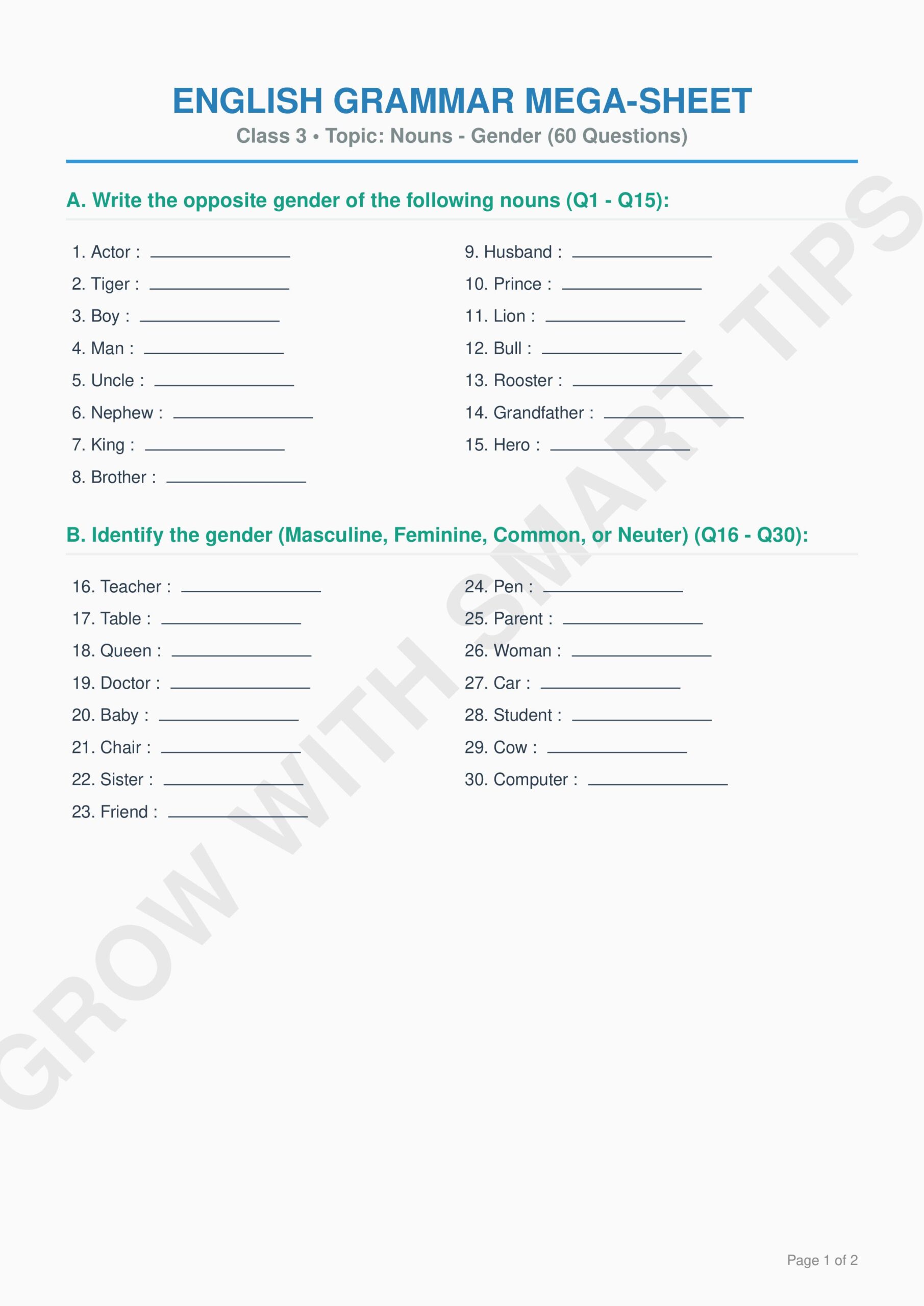 Gender Class 3 Premium Worksheets_1