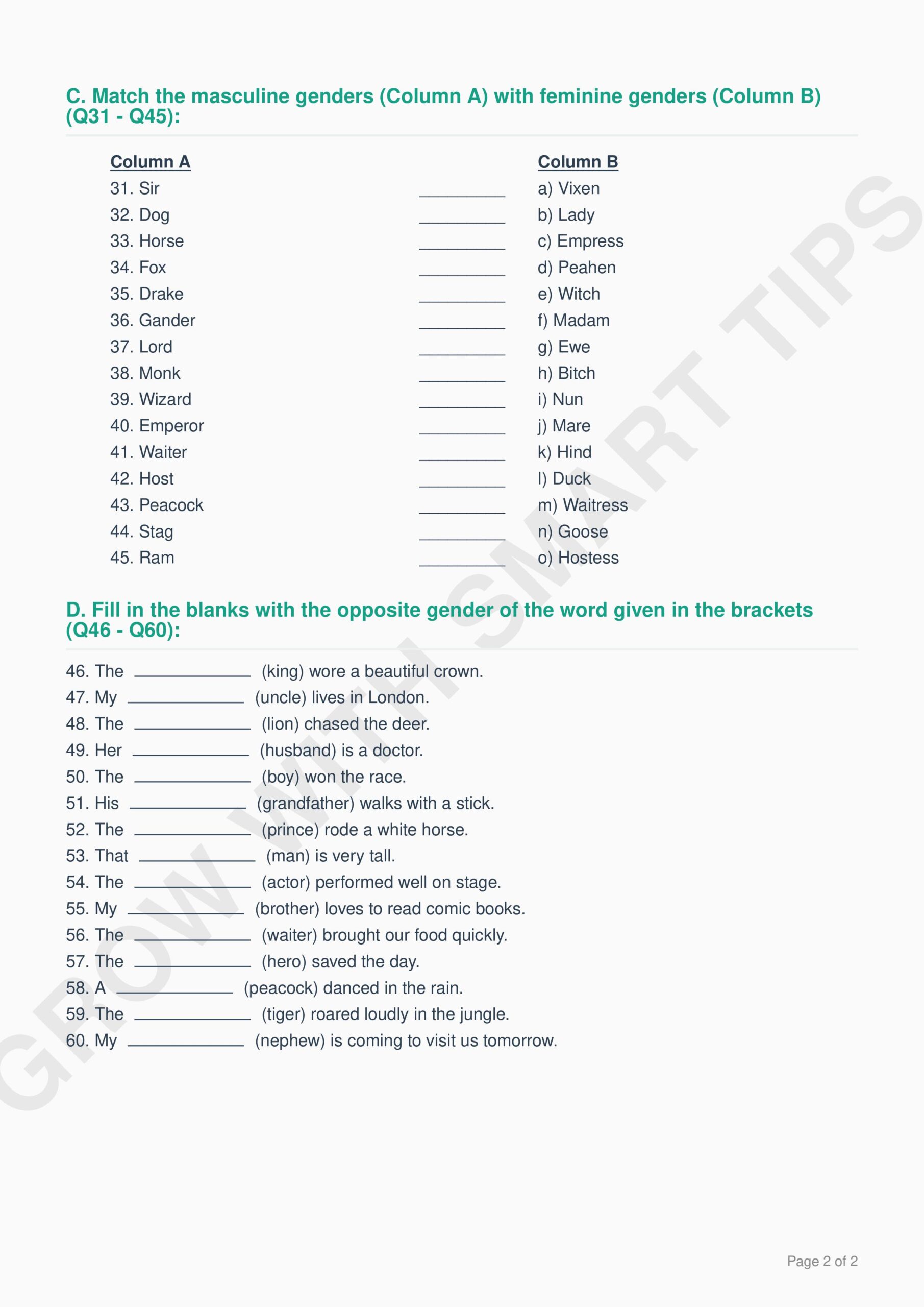 Gender Class 3 Premium Worksheets