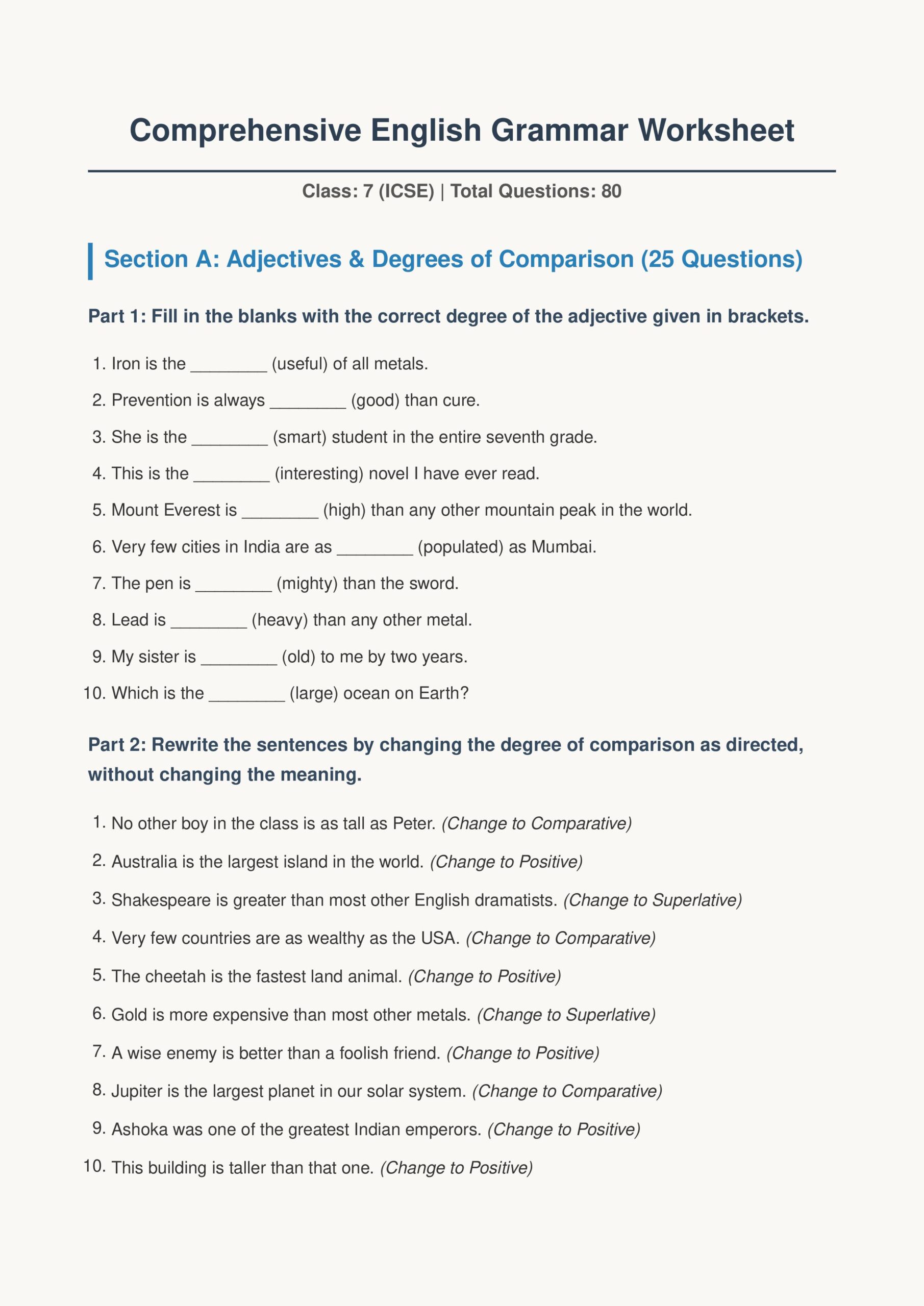 Class_7_ICSE_Grammar_Worksheet 1
