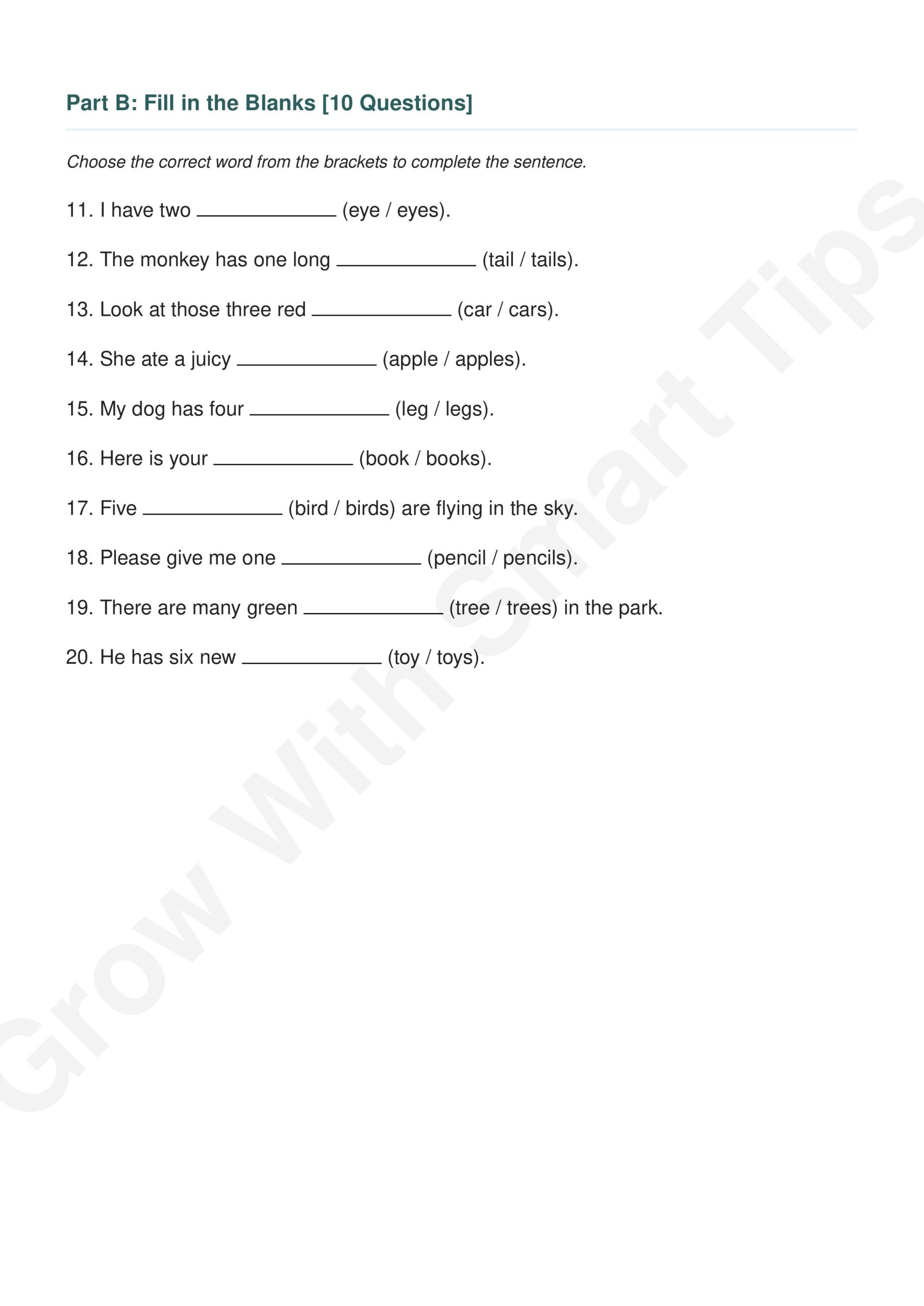 Grow With Smart Tips Class Singular Plural images