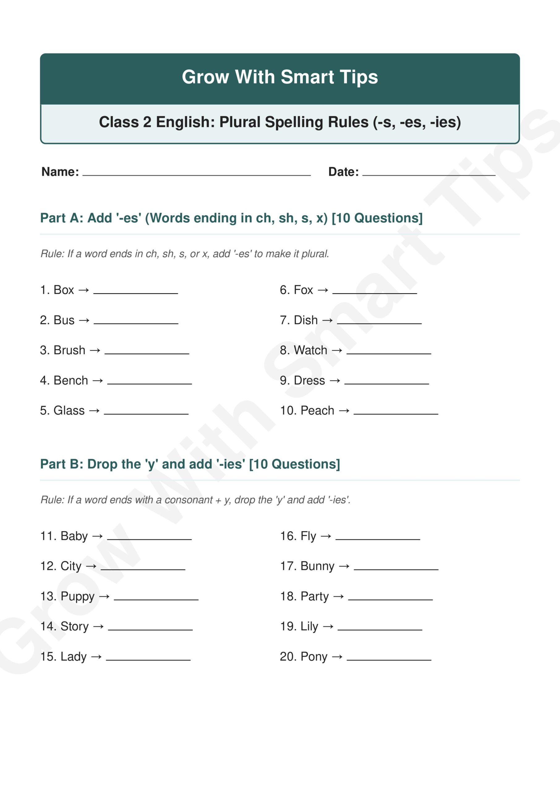 Grow With Smart Tips Class Singular Plural images