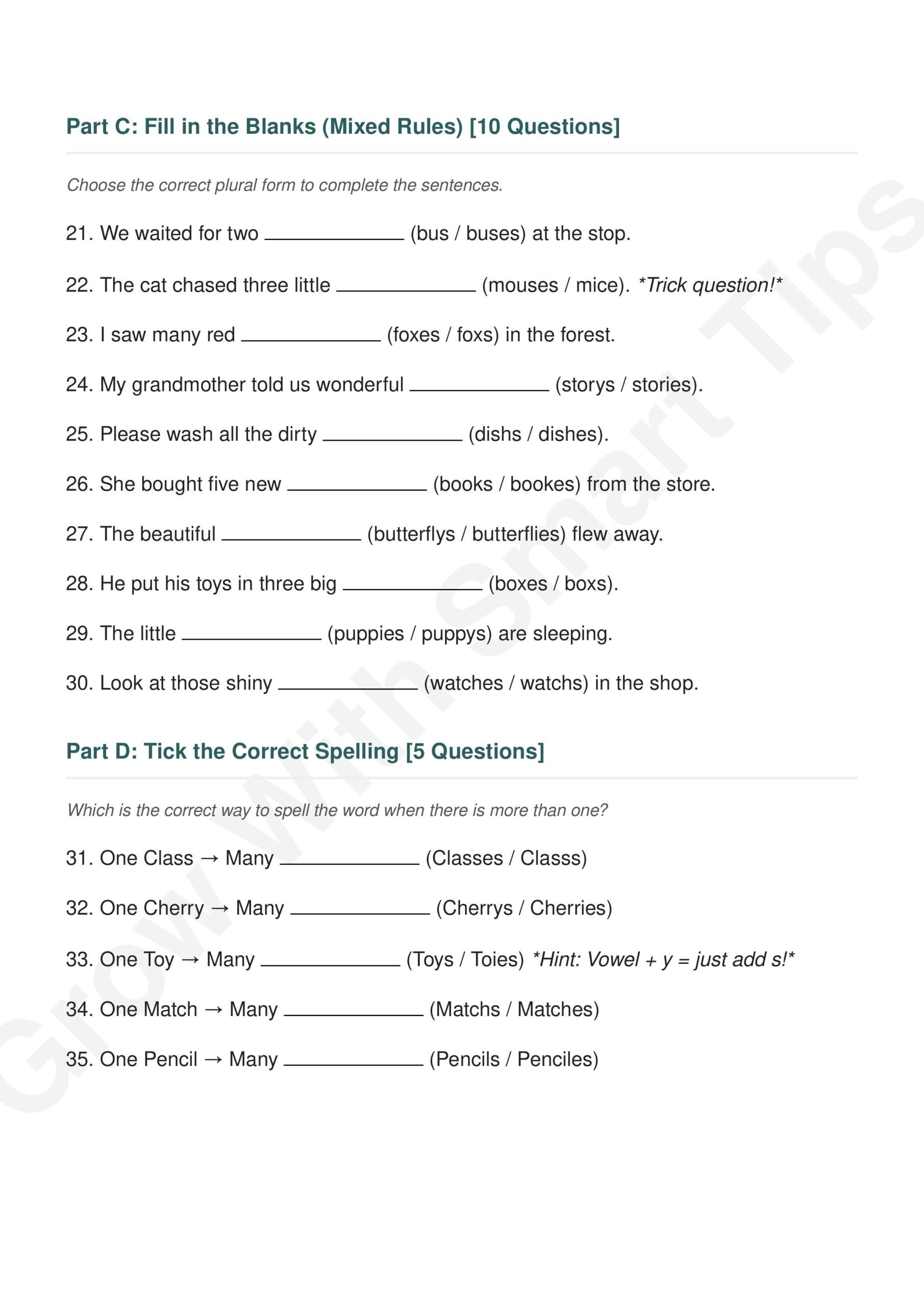 Grow With Smart Tips Class Singular Plural images