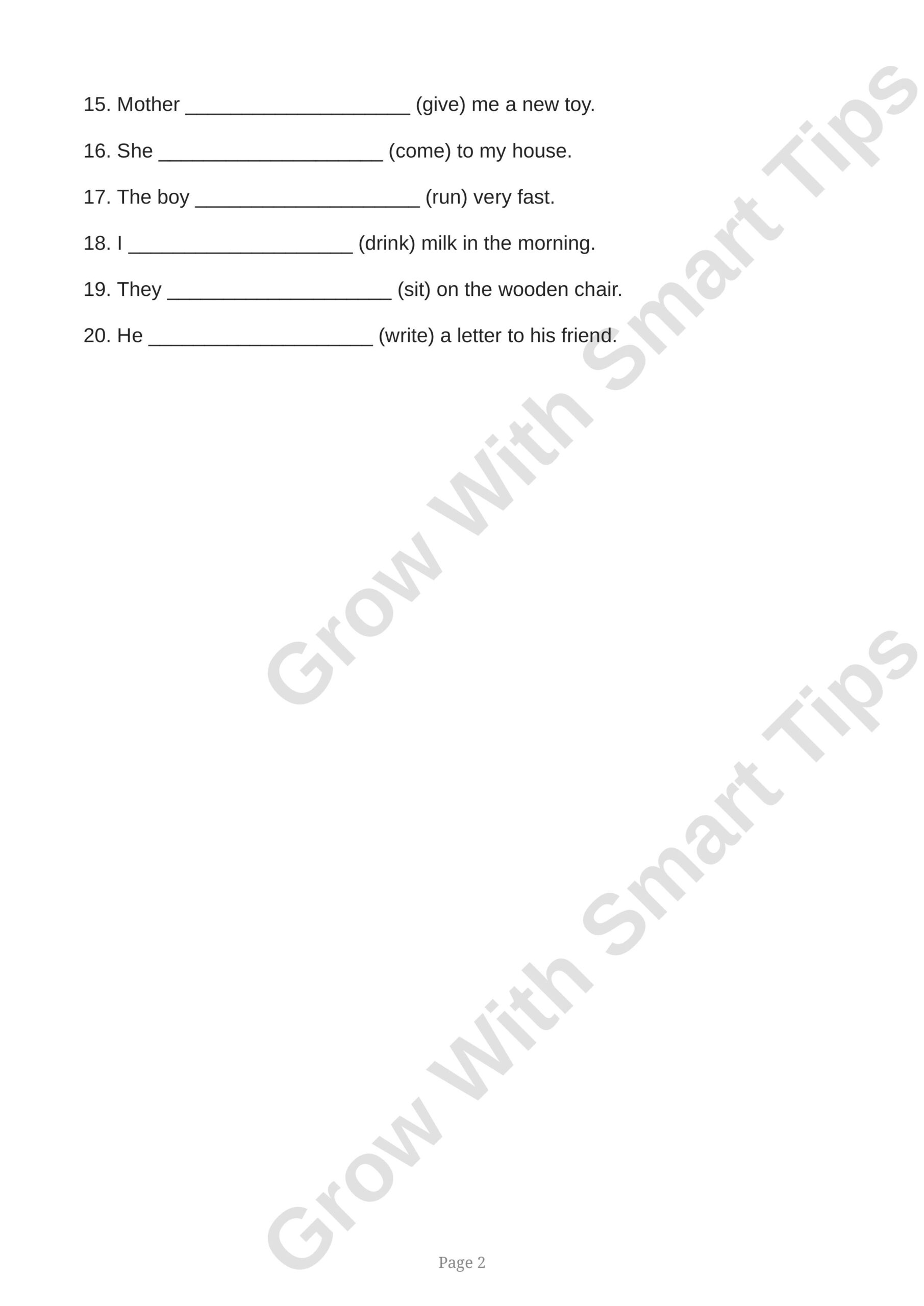 ICSE Class Past Tense Worksheet images