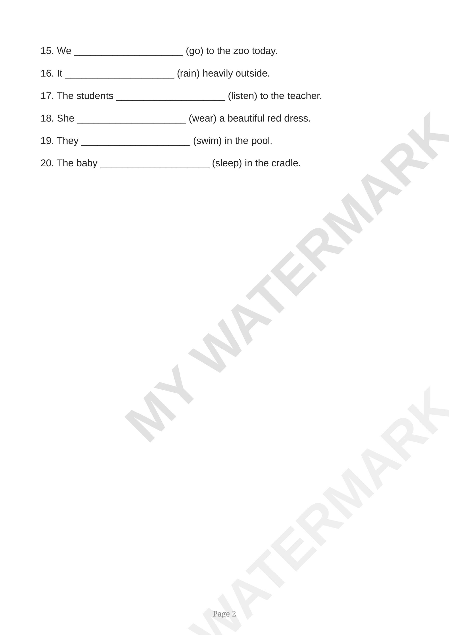 ICSE Class Present Tense Worksheet images
