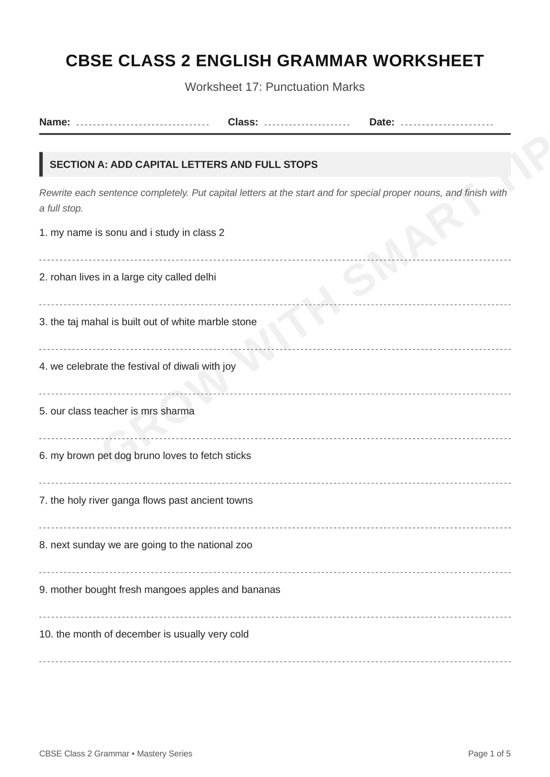 cbse_class2_grammar_worksheet_17_punctuation 1
